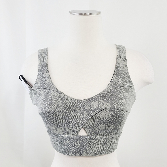 Varley Let's Go Staunton sports bra Seneca Rock Watersnake gray size XS NEW NWT - Picture 4 of 7